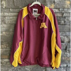 58 Sports Vintage Golden Gophers Lined Pullover 1/4 Zip‎ Wind Breaker Size 3XL